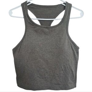 Lululemon Ebb‎ To Street Ribbed Crop Tank Sage Green Racerback 12 Yoga Seamless